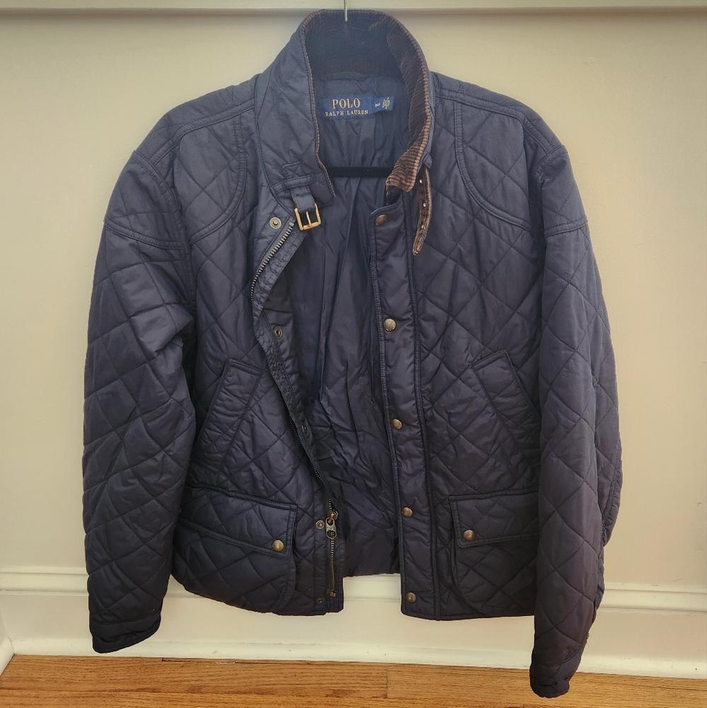 Like-New Mens Quilted Ralph Lauren Jacket Medium Navy